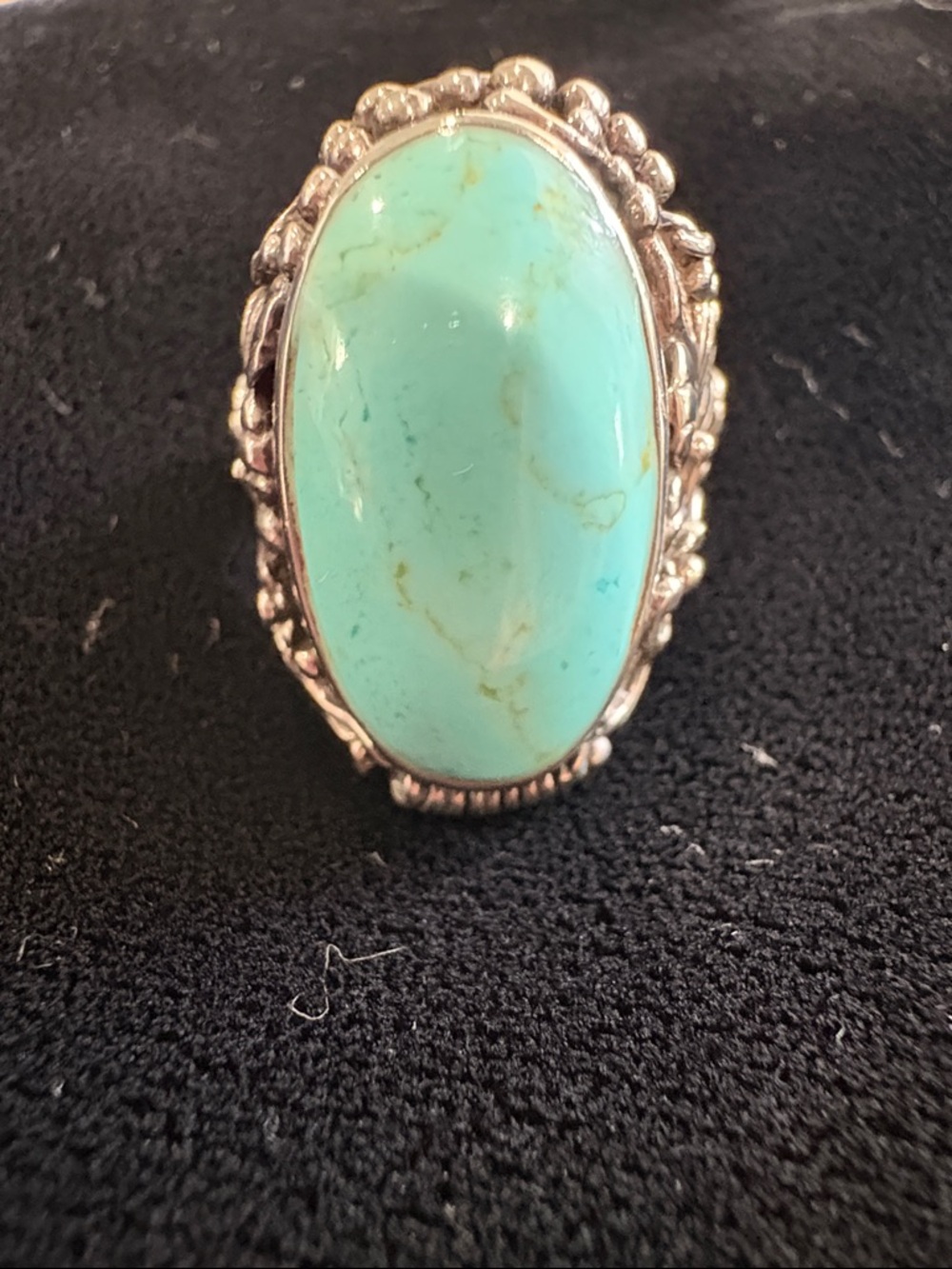 Sterling Silver Oval Turquoise Statement Ring - robin egg blue